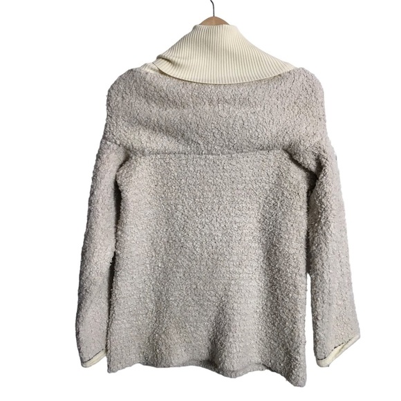 3.1 Philip Lim Large Cream Ribbed Cowlneck Textured Heavy Knit Pullover Sweater - Picture 2 of 9